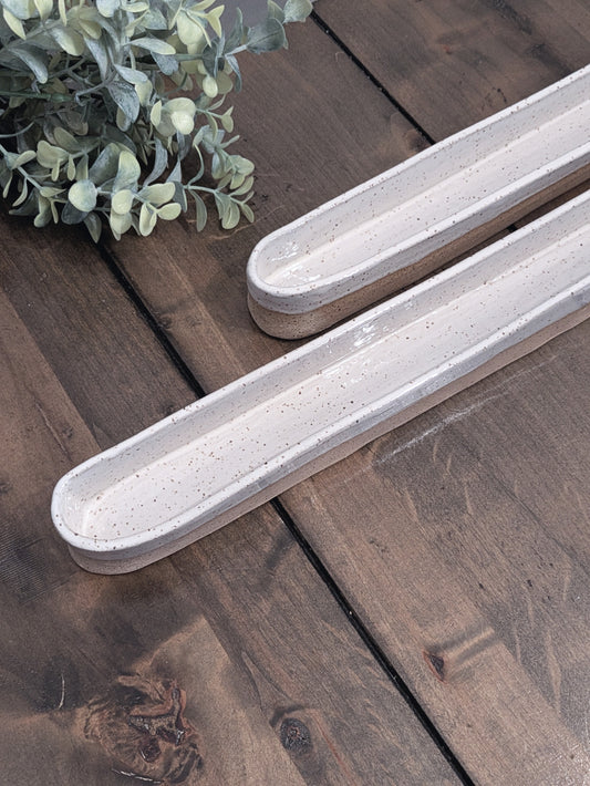 Serving Olive Boat White Speckle